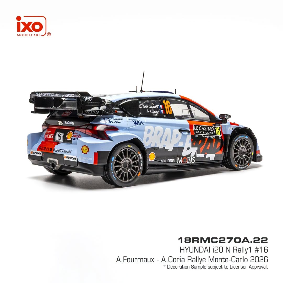 Hyundai i20 N Rally1 #16 A.Fourmaux/A.Coria Rallye Monte Carlo 2026 1:18 Ixo Models