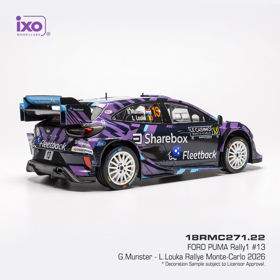 Ford Puma Rally1 #13 G.Munster/L.Louka Rallye Monte Carlo 2026 1:18 Ixo Models