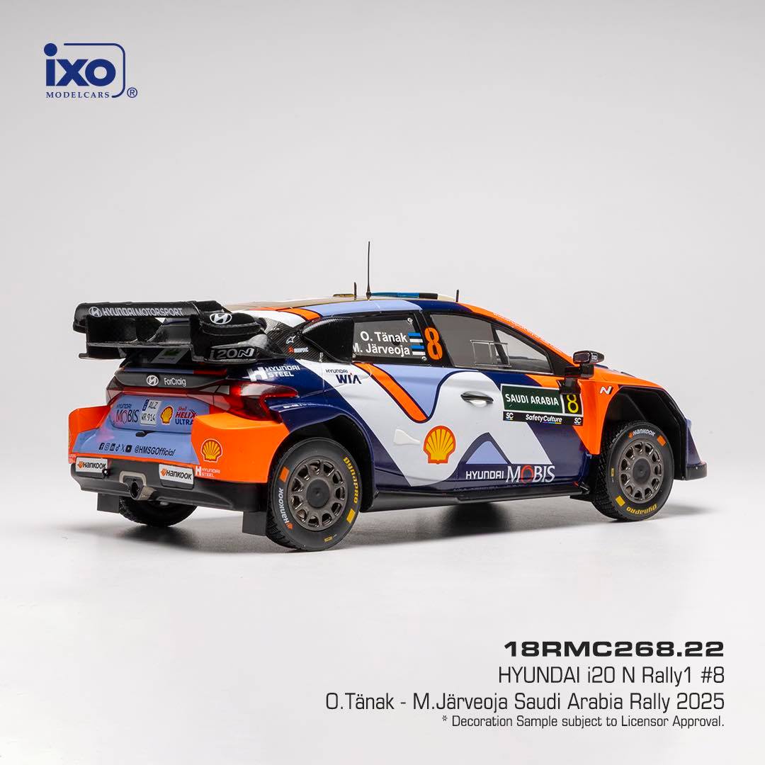 Hyundai i20 N Rally1 #8 O.Tänak/M.Järveoja Rally Saudi Arabia 2025 1:18 Ixo Models
