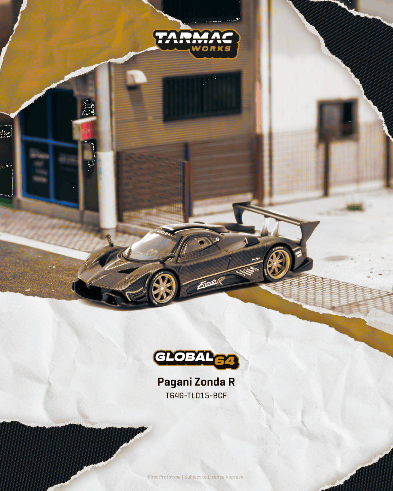 Pagani Zonda R 2007 matte exposed carbon fiber 1:64 Tarmac