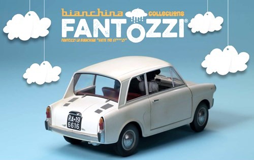 Autobianchi 4 Seats *TV-Series Fantozzi* 1975 with Figurines Fantozzi and Miss Silvani 1:18 CLC