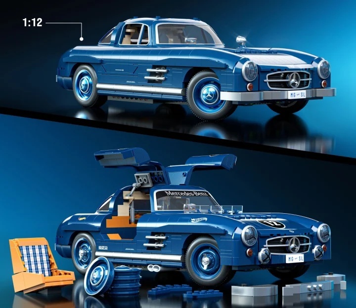 Mercedes-Benz 300 SL Hot Wheels *Premium Series* blue 1:12 Hot Wheels Brick Shop