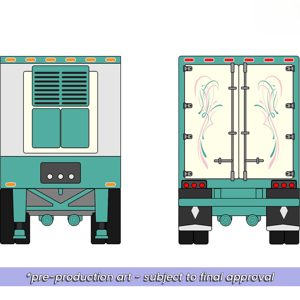 Ford LTL-9000 1978 With Vintage Trailer caribbean turquoise/wimbledon white 1:64 Ixo America