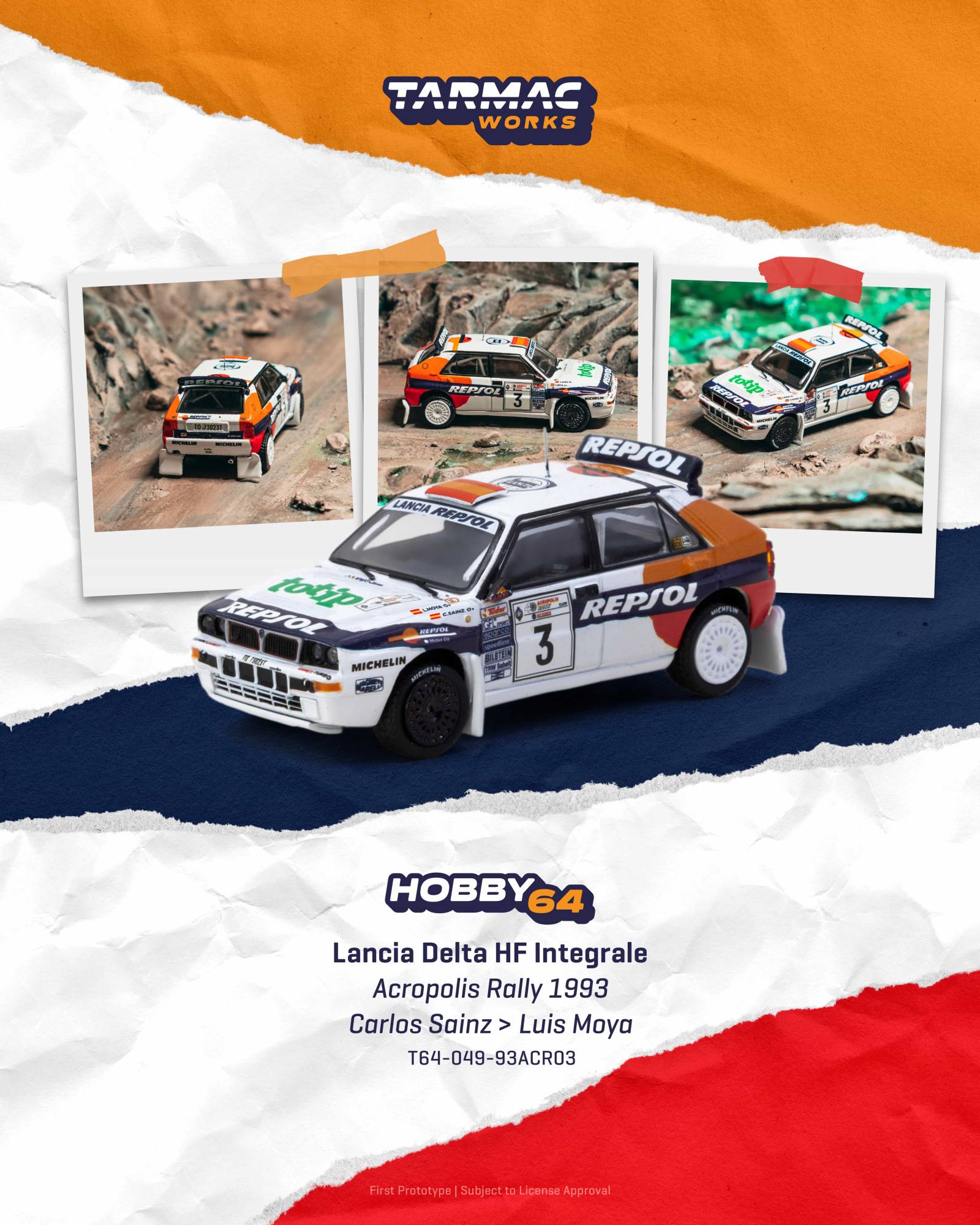 Lancia Delta HF Integrale #3 C.Sainz/L.Moya Acropolis Rally 1993 1:64 Tarmac