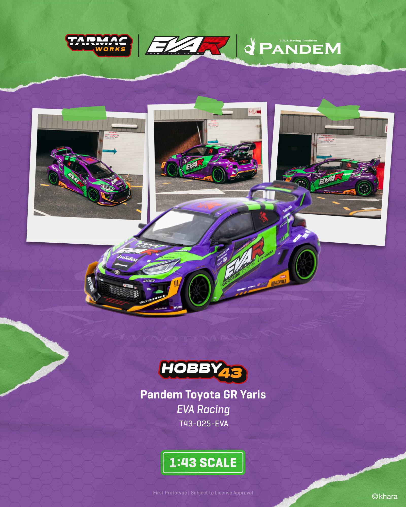 Toyota Yaris GR Pandem Eva Racing 2025 purple 1:43 Tarmac