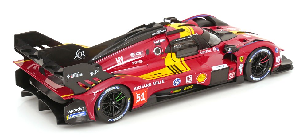 Ferrari 499P 3.0l Turbo V6 #51 Alessandro Pier Guid/James Calado/Antonio Giovinazzi Team Ferrari af Corse 3rd 24h Le Mans 2025 1:18 Bburago