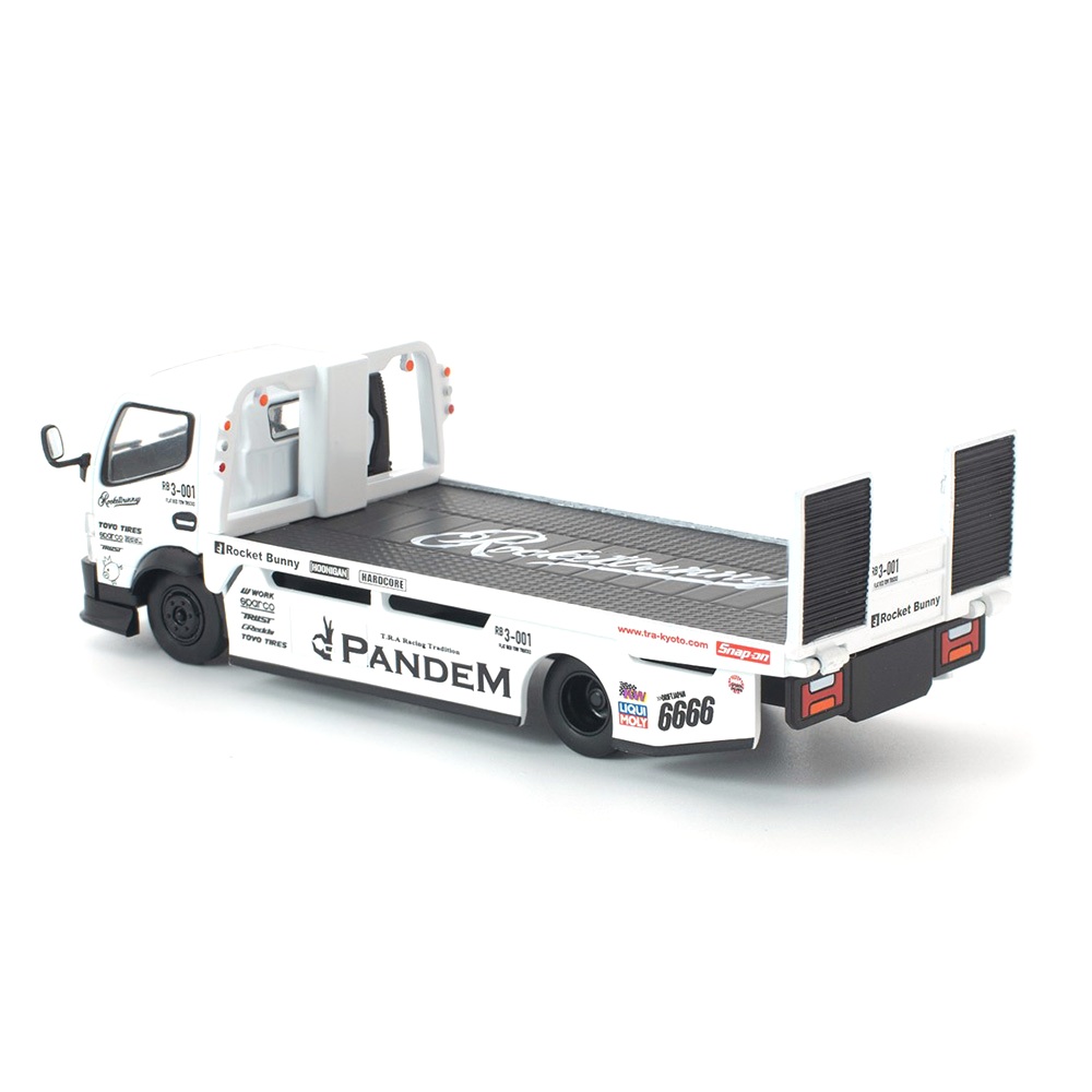 Mitsubishi Pandem Fuso 300 Flatbad Transporter white 1:64 Pop Race Limited