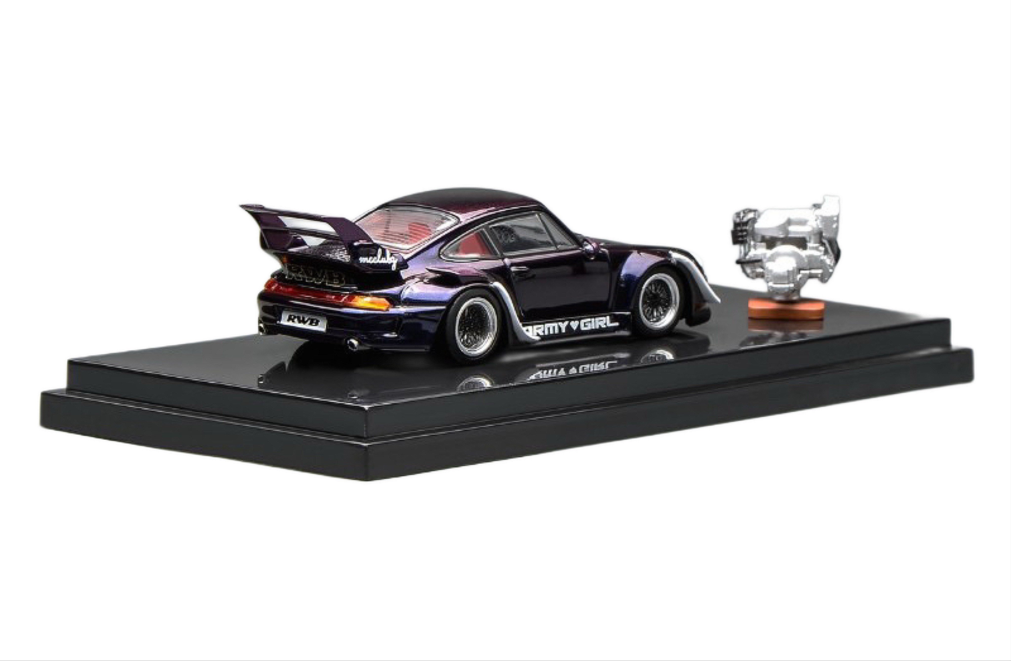 Porsche 911 993 RWB RAUH-Welt Army Girl Coupe 1993 purple 1:64 Motorhelix