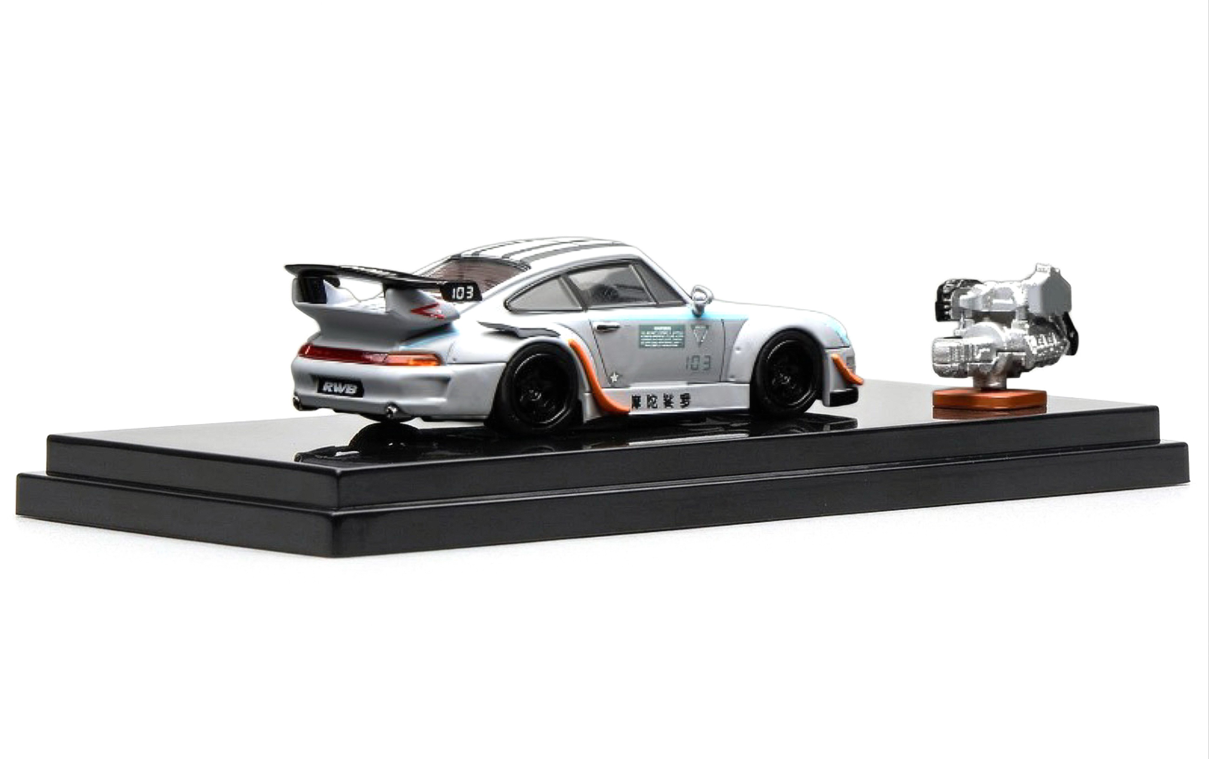 Porsche 911 993 RWB RAUH-Welt Motozolo Coupe 1993 silver 1:64 Motorhelix