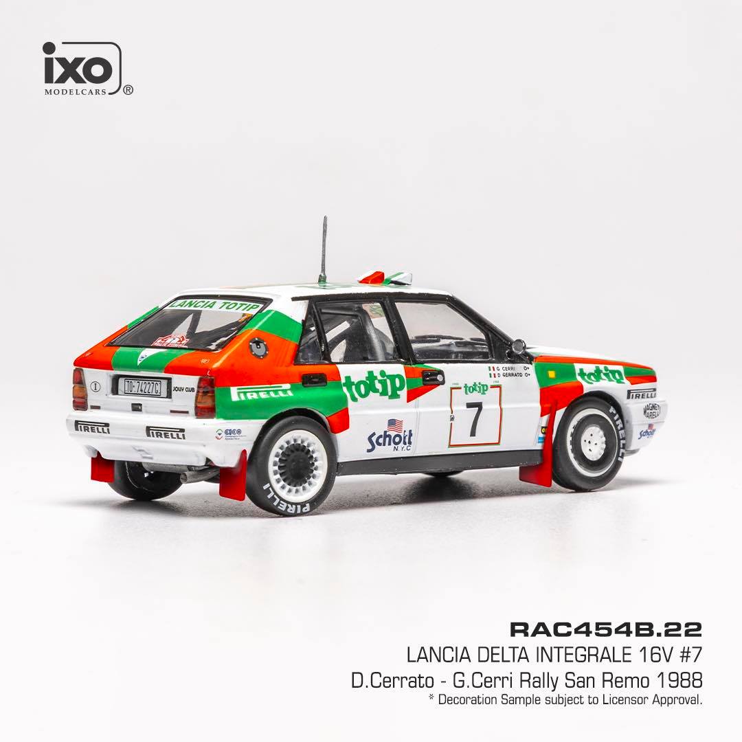 Lancia Delta Integrale 16V Team Jolly Club #7 Cerrato/Cerri 3rd Rally Sanremo 1988 1:43 Ixo Models