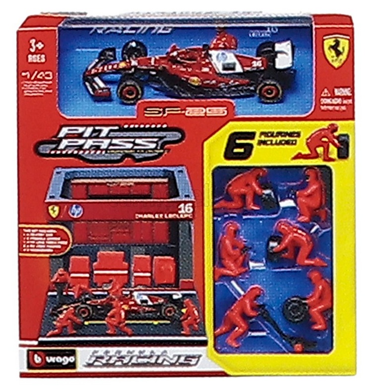 Pit Pass Set - Ferrari SF-25 #16 C.Leclerc 2025 1:43 Bburago