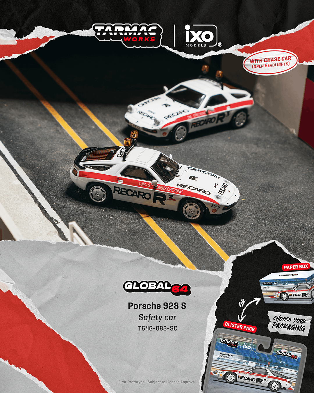 Porsche 928 S Safety Car white 1:64 Tarmac