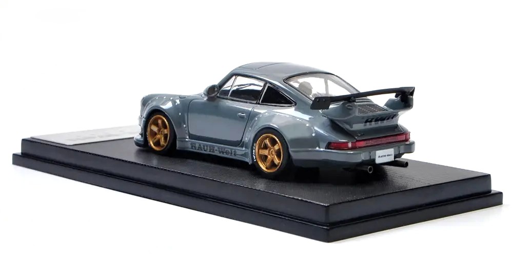 Porsche RWB 930 3.8 Type Wing nardo gray/gold rims 1:64 My Model Collect