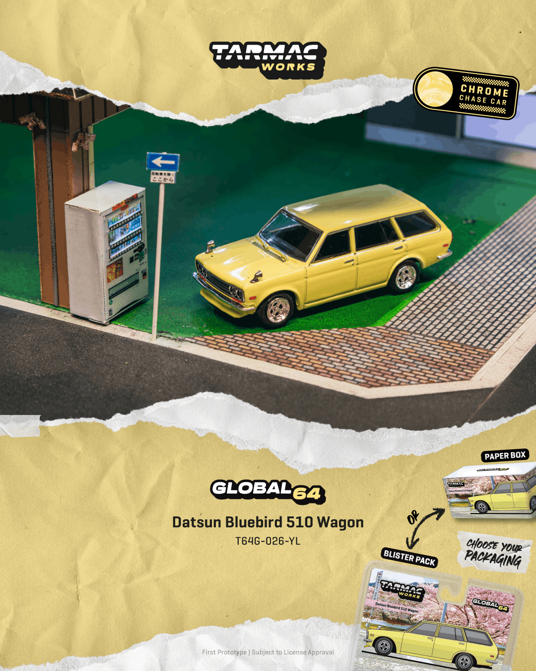 Datsun 510 1973 Bluebird Wagon yellow 1:64 Tarmac