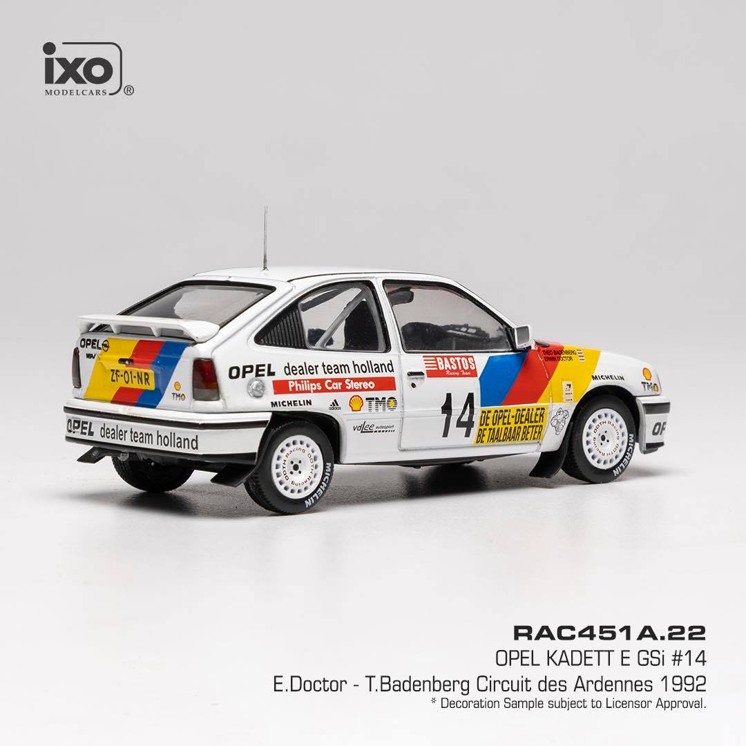 Opel Kadett E GSI #14 Doctor/Badenberg Circuit des Ardennes 1992 1:43 Ixo Models