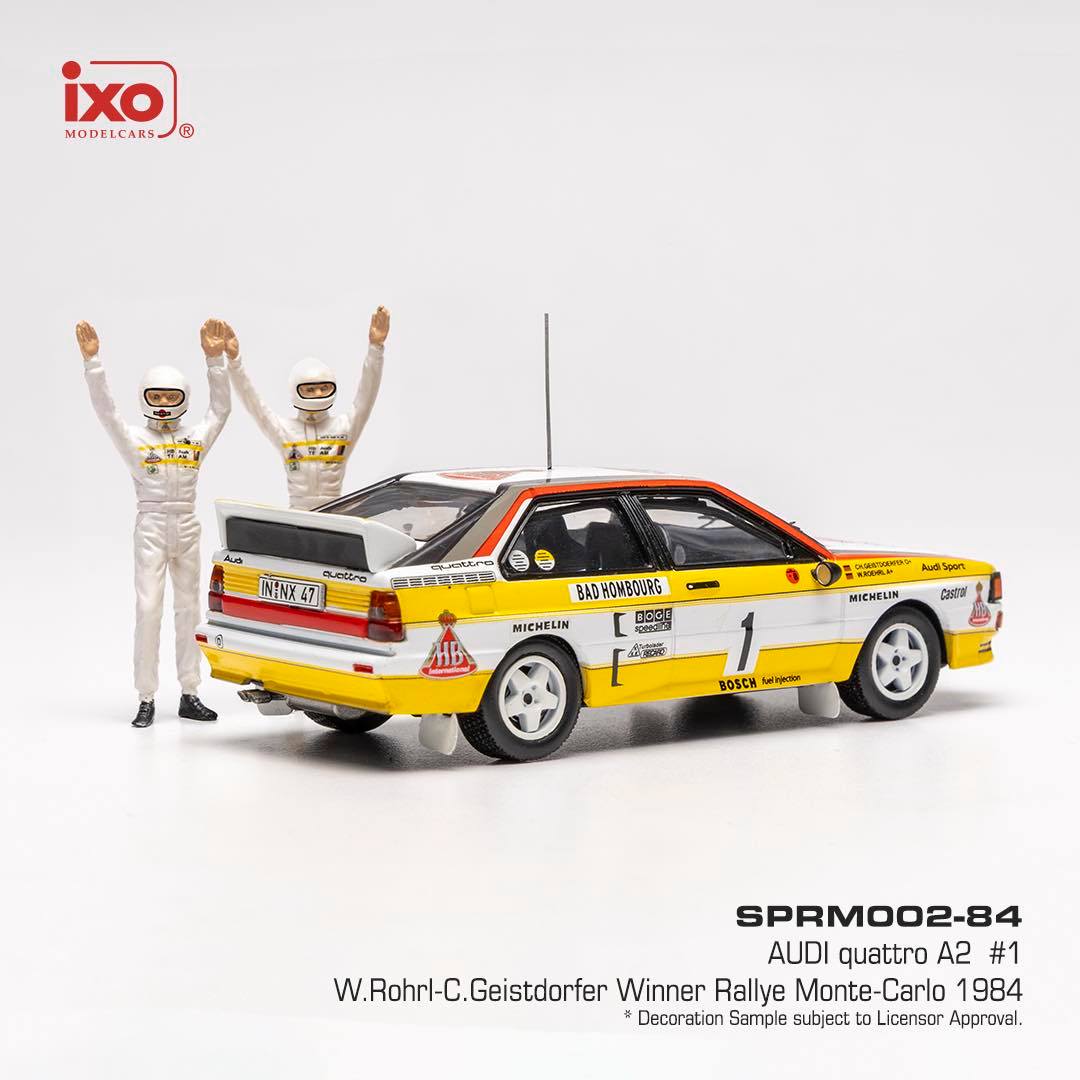 Audi Quattro A2 #1 Röhrl/Geistdörfer Winner Rally Monte Carlo 1984 night version with Figures 1:43 Ixo Models