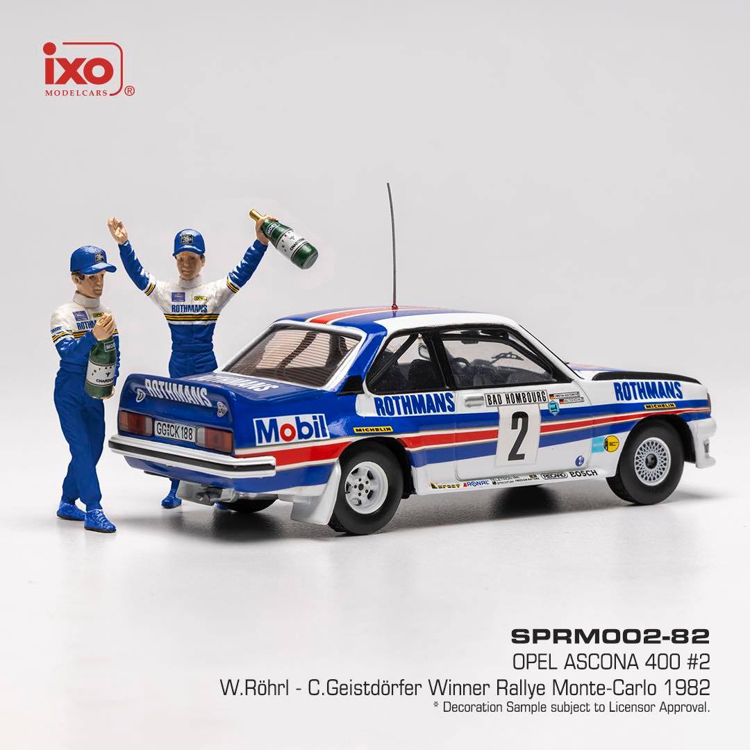 Opel Ascona 400 #2 Röhrl/Geistdörfer Winner Rally Monte Carlo 1982 with Figures 1:43 Ixo Models