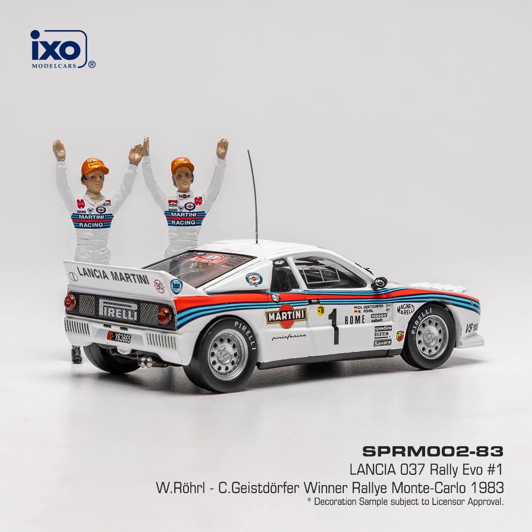 Lancia 037 Rally EVO #1 Röhrl/Geistdörfer Winner Rally Monte Carlo 1983 night version with Figures 1:43 Ixo Models