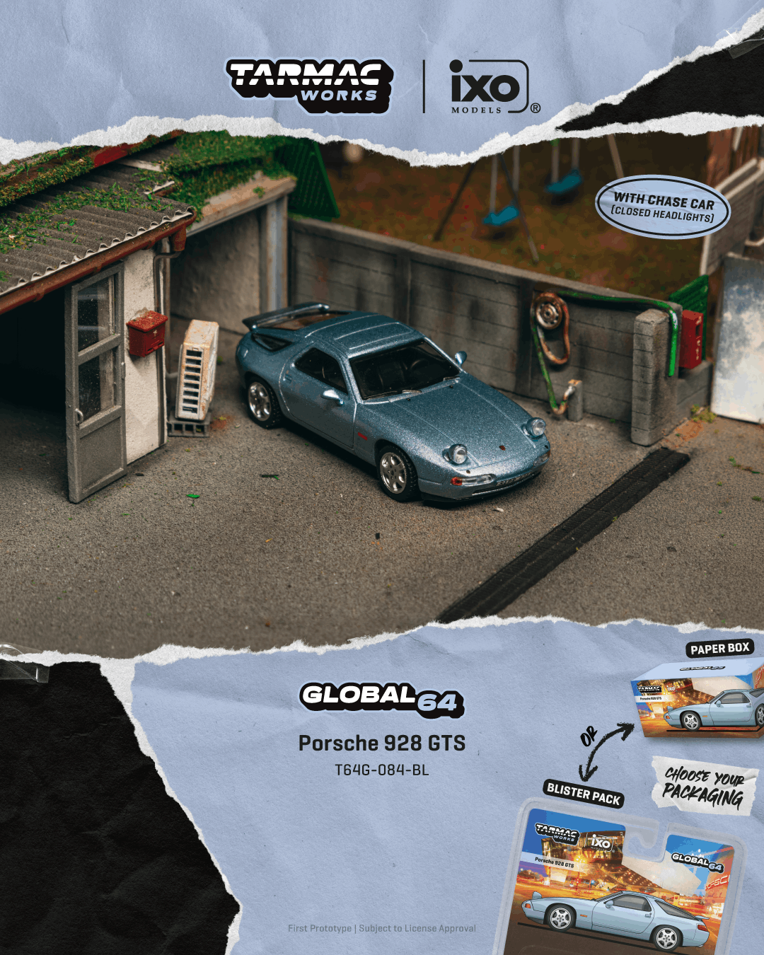 Porsche 928 GTS 1992 blue metallic 1:64 Tarmac