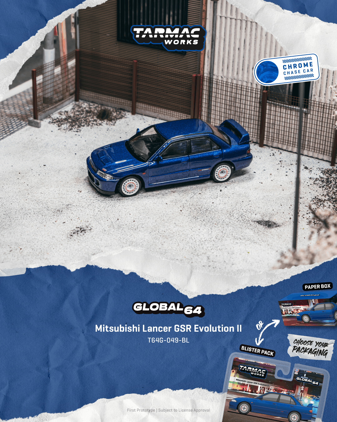 Mitsubishi Lancer GSR Evolution II 1994 blue 1:64 Tarmac