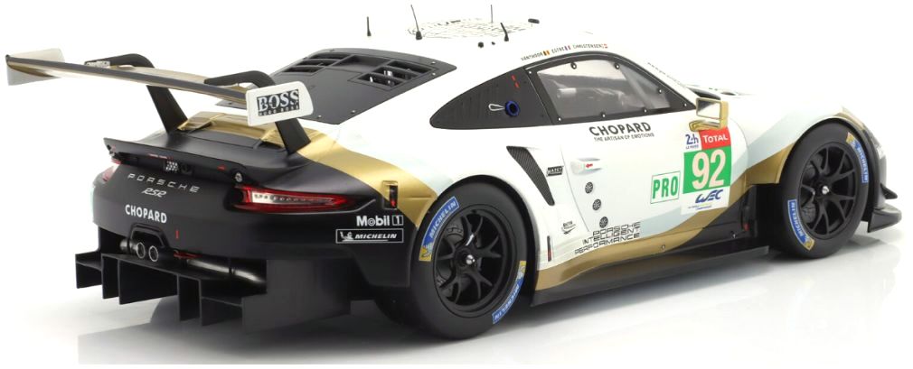 Porsche 911 991 RSR 4.0L Team Porsche #92 Christensen/Estre/Vanthoor 24H Le Mans 2019 1:12 Ixo Models