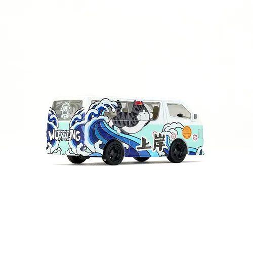 Toyota Hiace *SUPERMOCAT - STUDY HARD* blue/white 1:64 Massdi