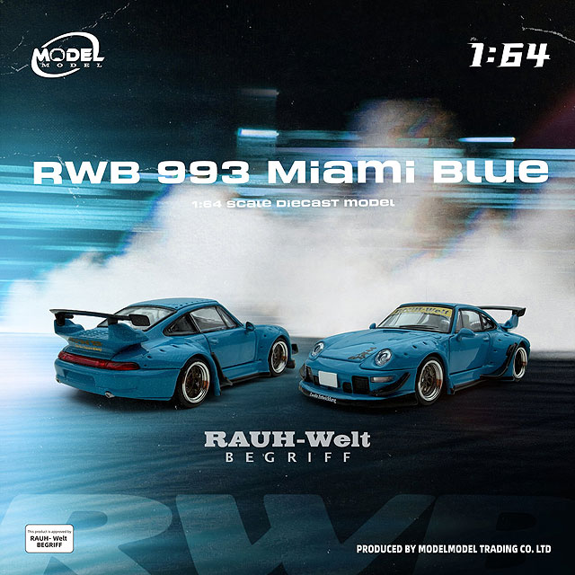 Porsche RWB 993 miami blue 1:64 ModelModel