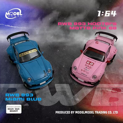 Porsche RWB 993 #68 *Hooters* matte pink 1:64 ModelModel