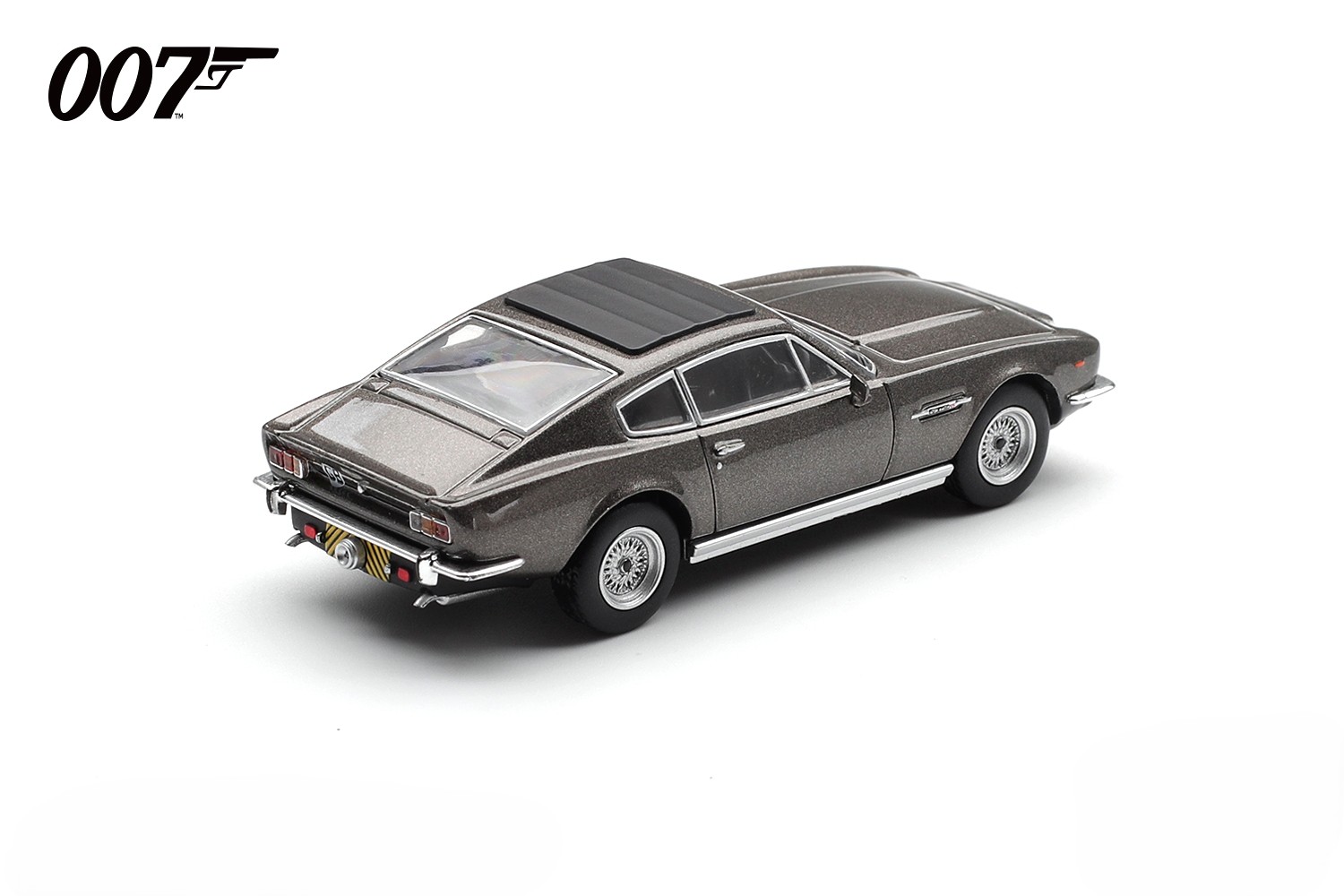 Aston Martin V8 Vantage *The Living Daylights* 1987 Weapons Off grey English Blister Packaging 1:64 Mini GT