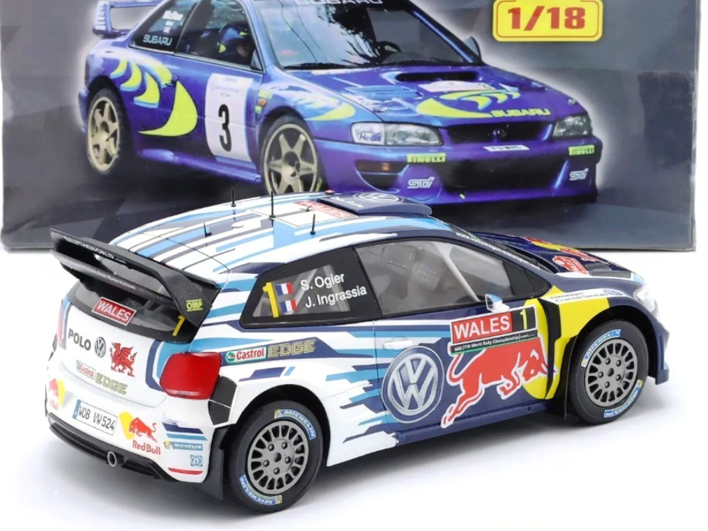 Volkswagen Polo WRC Volkswagen Motorsport Red Bull #1 Ogier/Ingrassia Winner Rally Wales GB 2015 1:18 Altaya