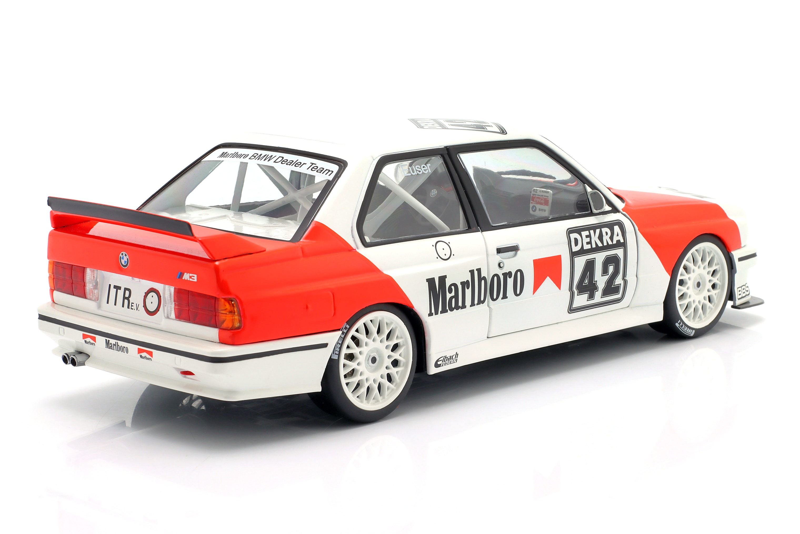 BMW M3 E30 #42 DTM Zolder 1991 Cor Euser BMW Dealerteam - Tabacco Decals Already Applied on the Car + Opening Doors 1:18 Werk83