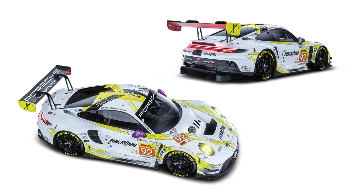 Porsche 911 GT3 R Manthey PureRxcing #92 K.Bachler/A.Malykhin/J.Sturm LMGT3 24H Le Mans 2024 1:64 Trends Hobby
