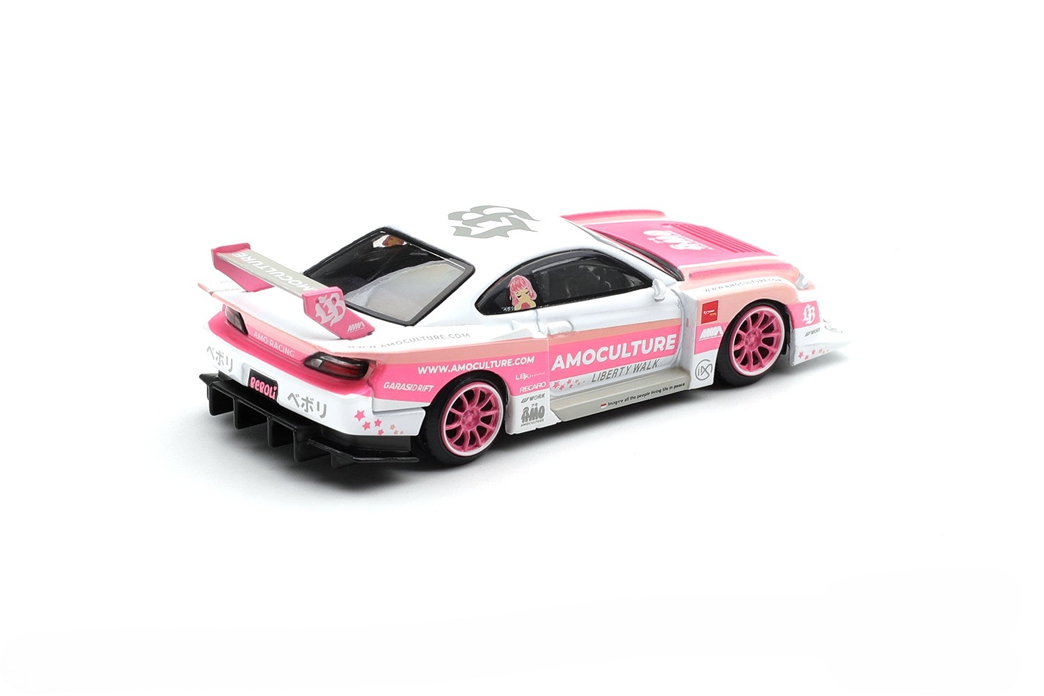 Nissan Silvia (S15) LB-Super Silhouette Amoculture 2026 white/pink 1:64 Mini GT