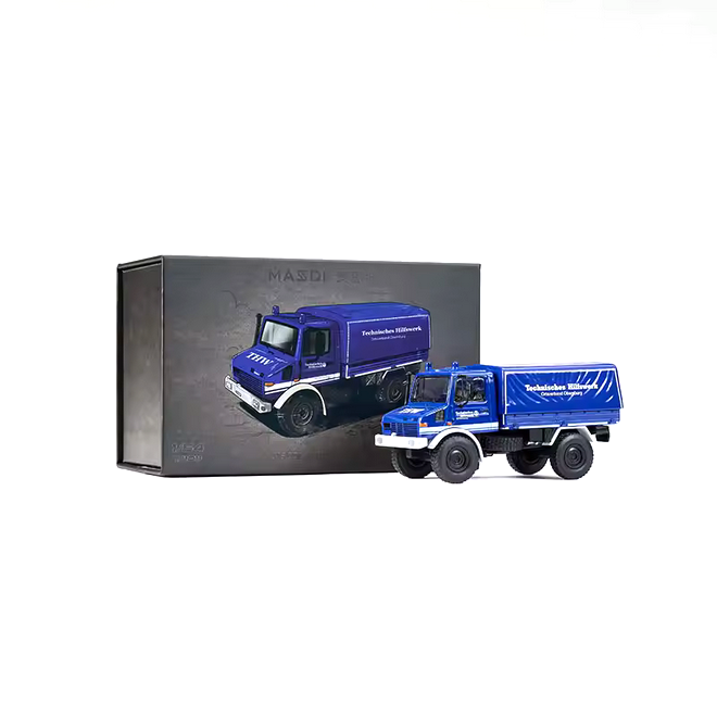 Mercedes-Benz Unimog U1300L THW Technical Rescue Agency blue 1:64 Massdi