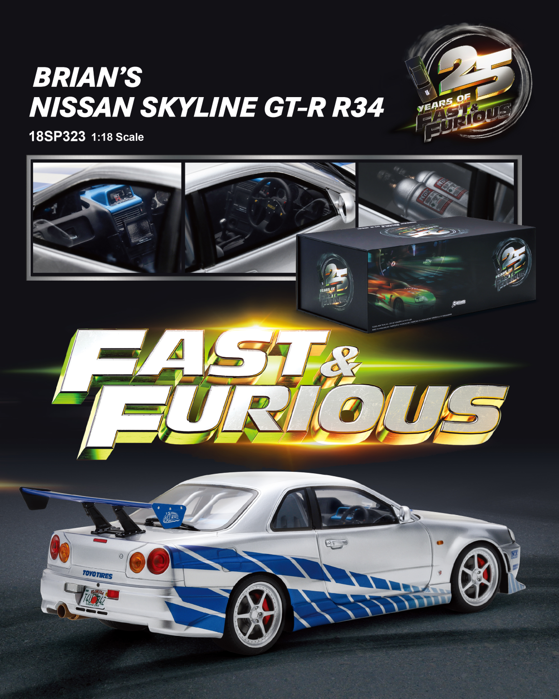Nissan GT-R R34 Fast & Furious 1:18 Spark