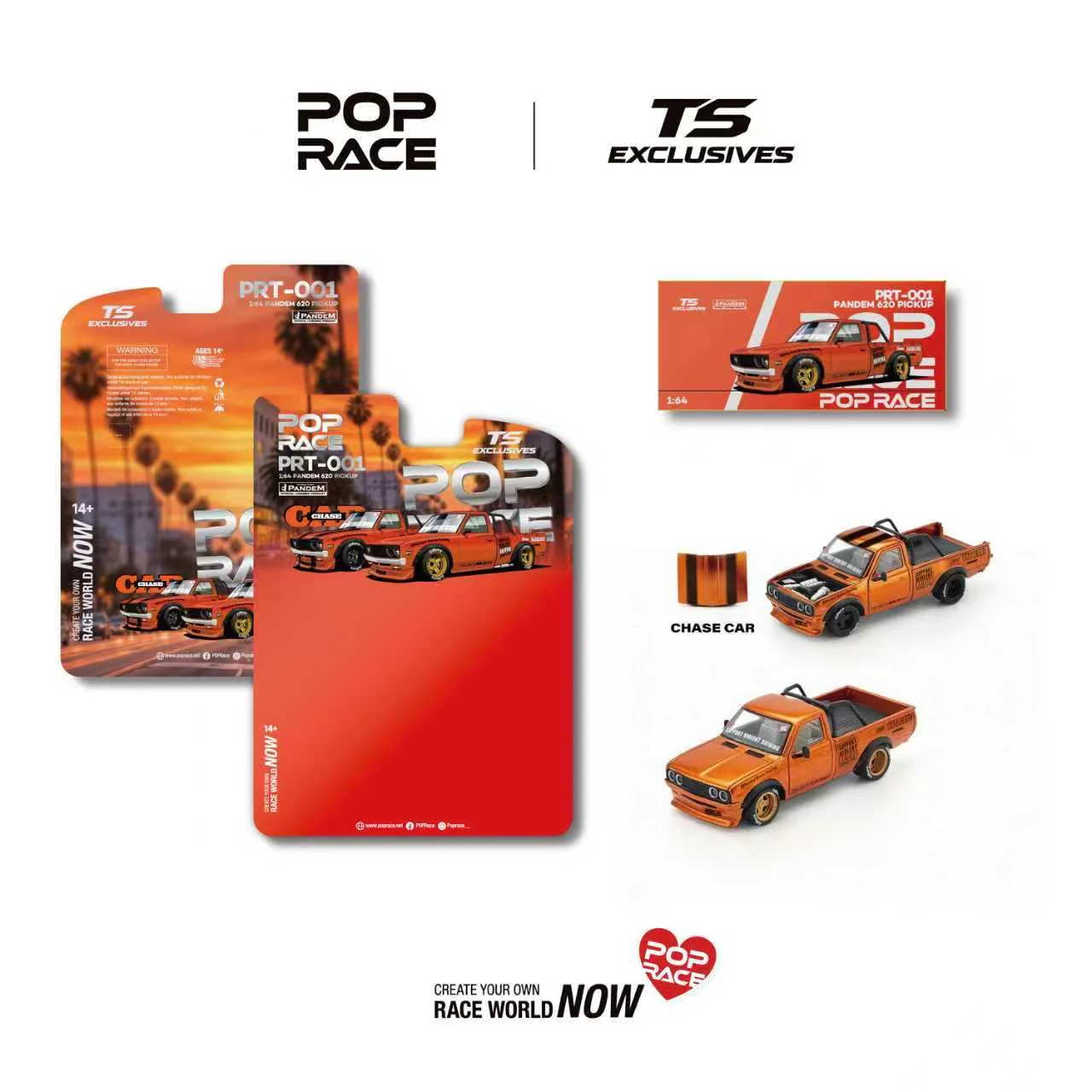 Datsun Pandem 620 Pick-up *Tokyo Station Exclusives* orange chrome 1:64 Pop Race Limited