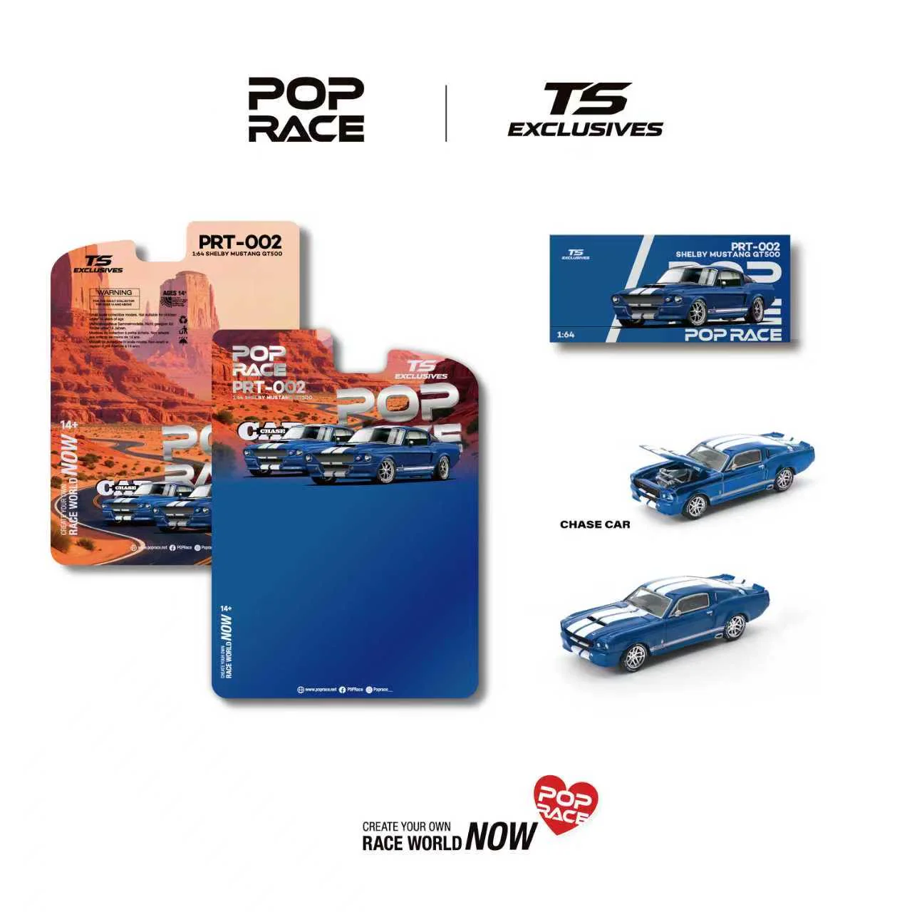 Ford Shelby Mustang GT500 *Tokyo Station Exclusives* blue/white stripes 1:64 Pop Race Limited