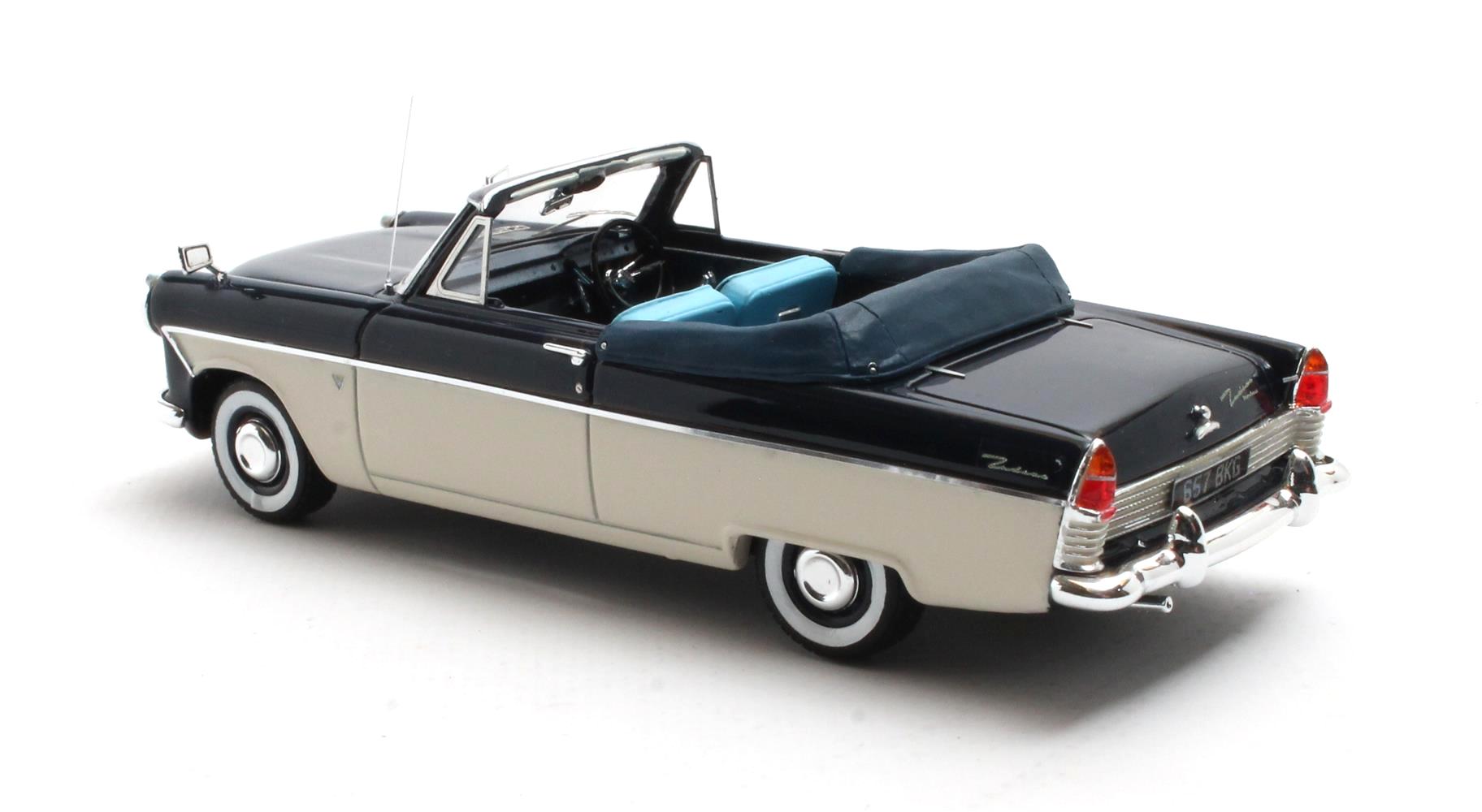 Ford England Zodiac MKII 206E Cabriolet Open 1958 blue/white 1:43 Matrix Scale Models