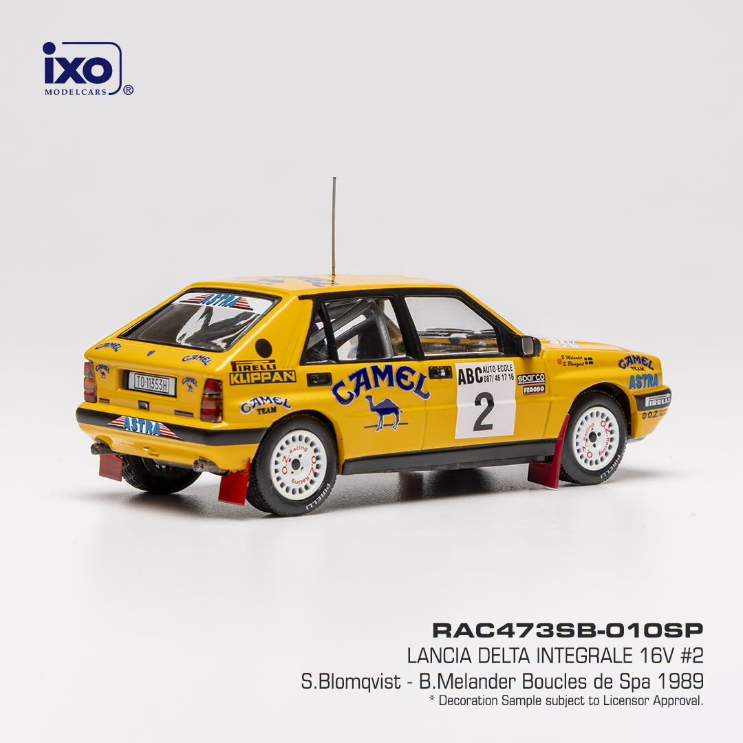 Lancia Delta Integrale 16V Team Camel Astra Racing #2 S.Blomqvist/B.Melander 2nd Rally Boucles de Spa 1992 1:43 Ixo Models