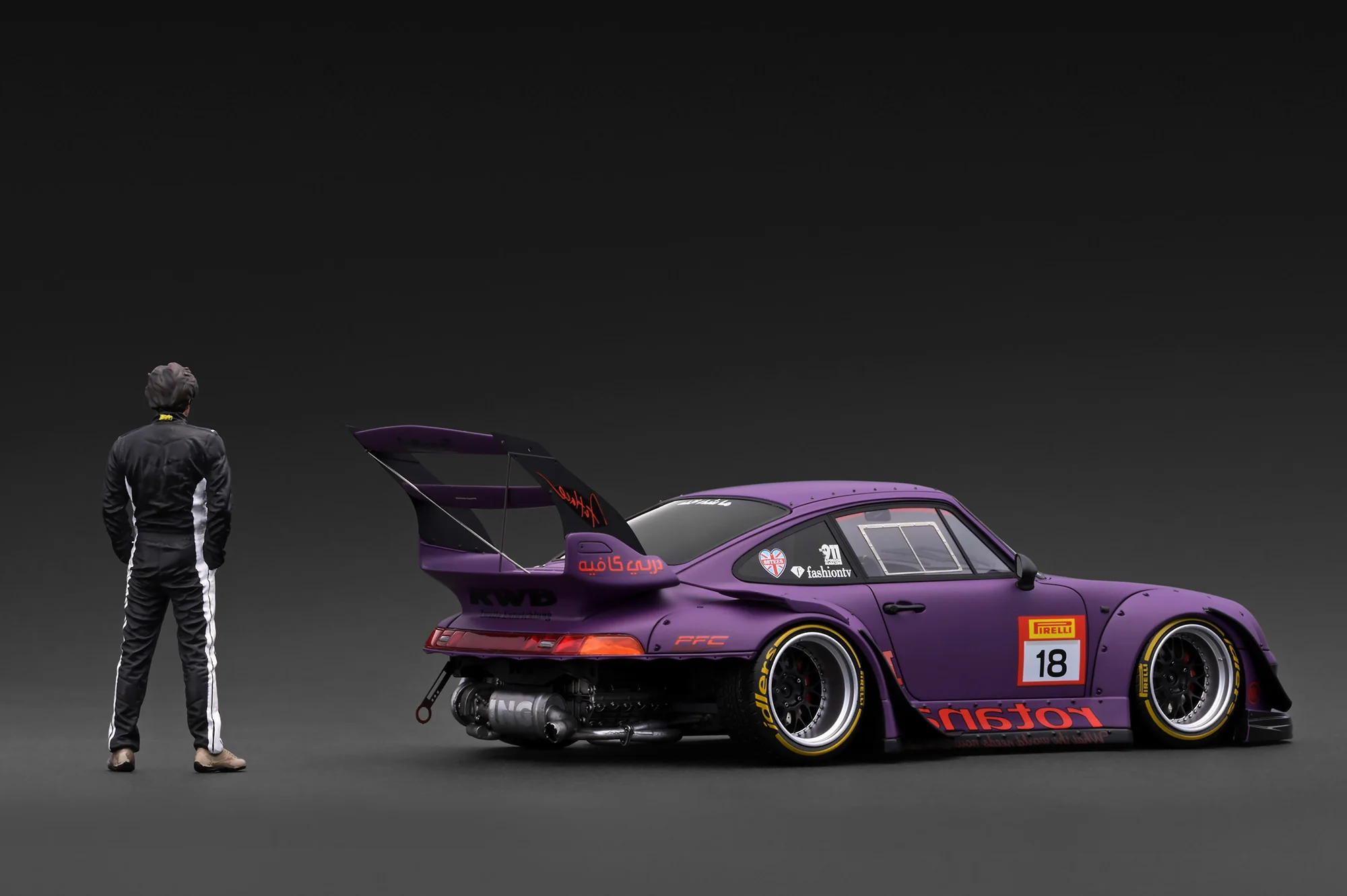 Porsche RWB 993 with Mr.Nakai matt purple 1:18 Ignition Model