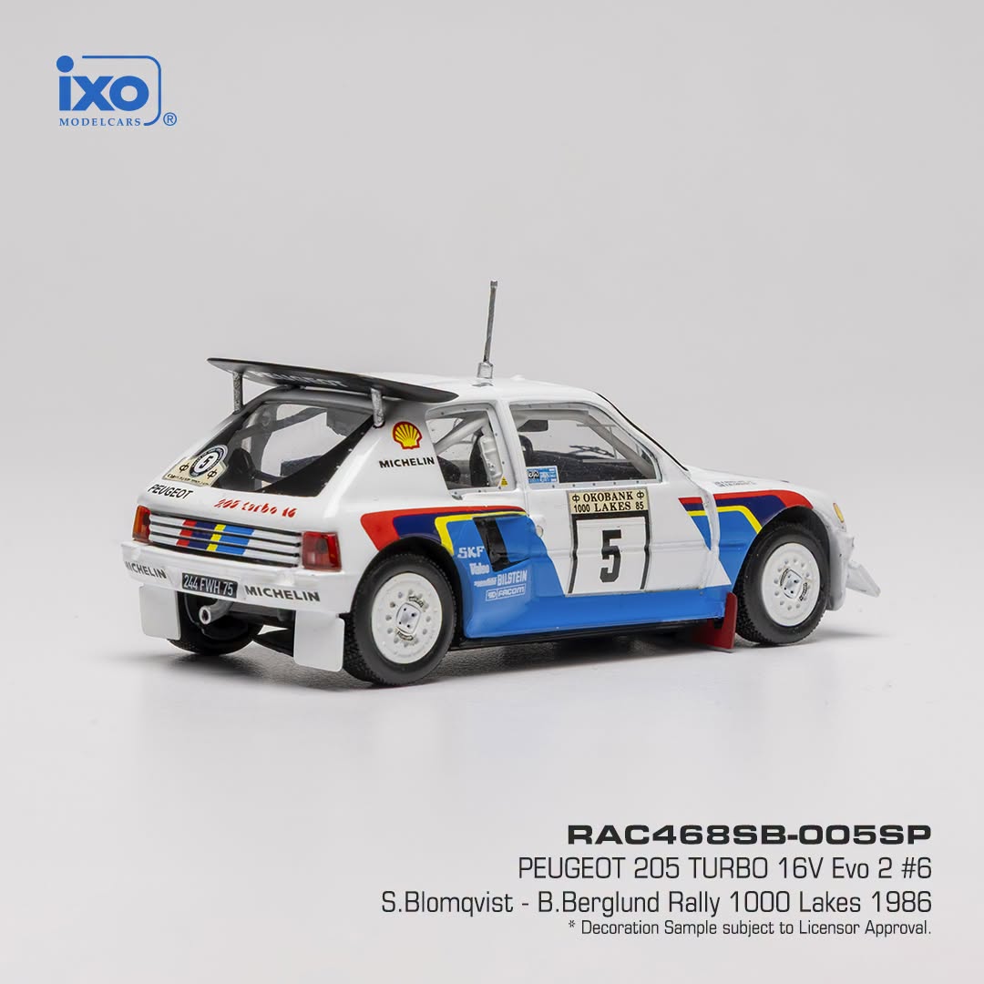 Peugeot 205 Turbo 16V EVO 2 Team Talbot Sport #5 S.Blomqvist/B.Berglund 4th Rally 1000 Lakes 1986 1:43 Ixo Models
