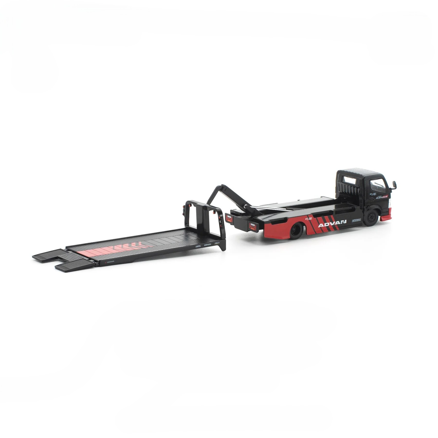 Mitsubishi Pandem Fuso 300 Flatbed Transporter *Advan* black/red 1:64 Pop Race