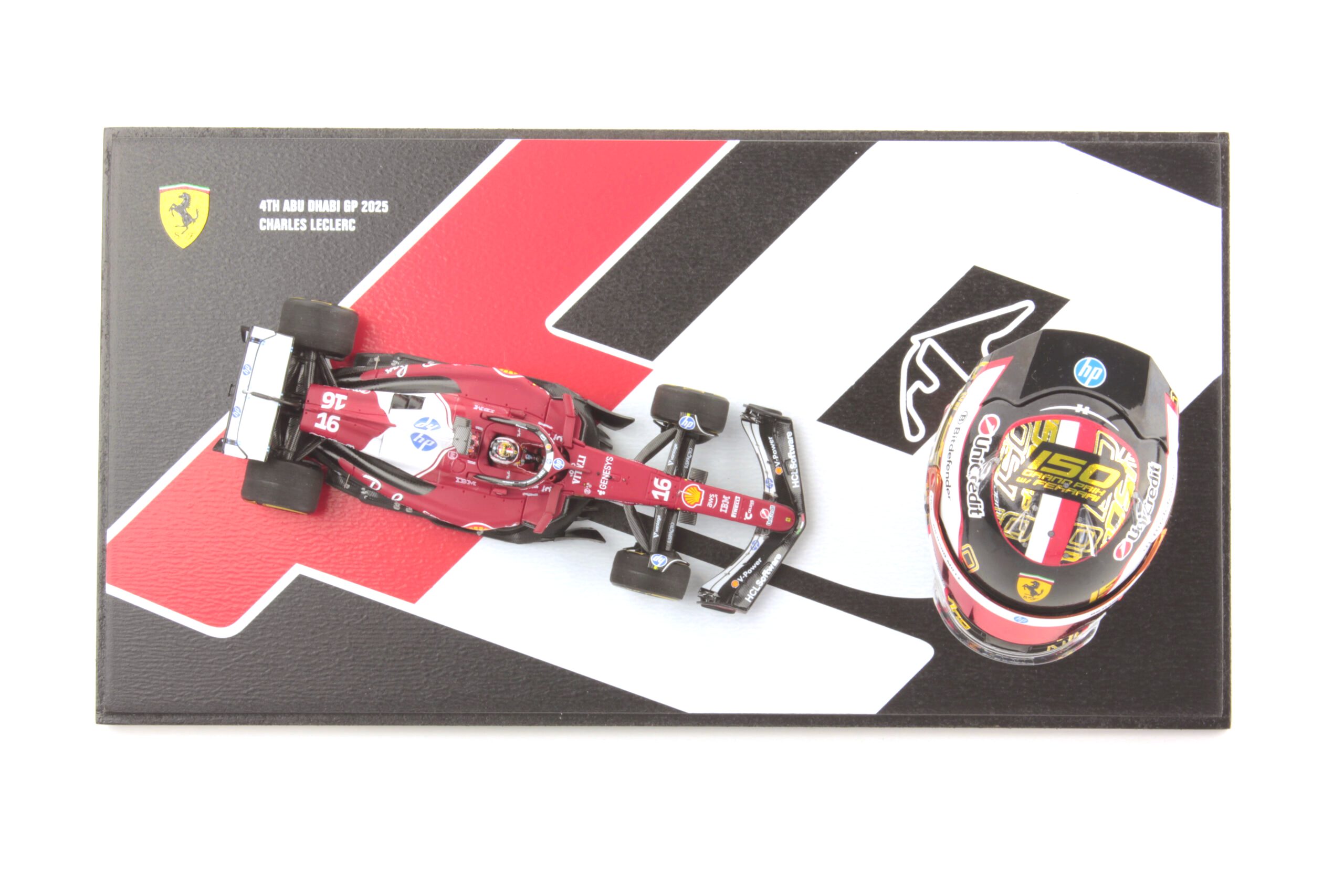 Racing Set: Helmet 1:5 + Ferrari SF-25 #16 C.Leclerc Abu Dhabi 2025 1:43 Look Smart Models