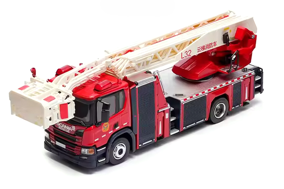 Scania Fire Ladder Truck red 1:64 Massdi