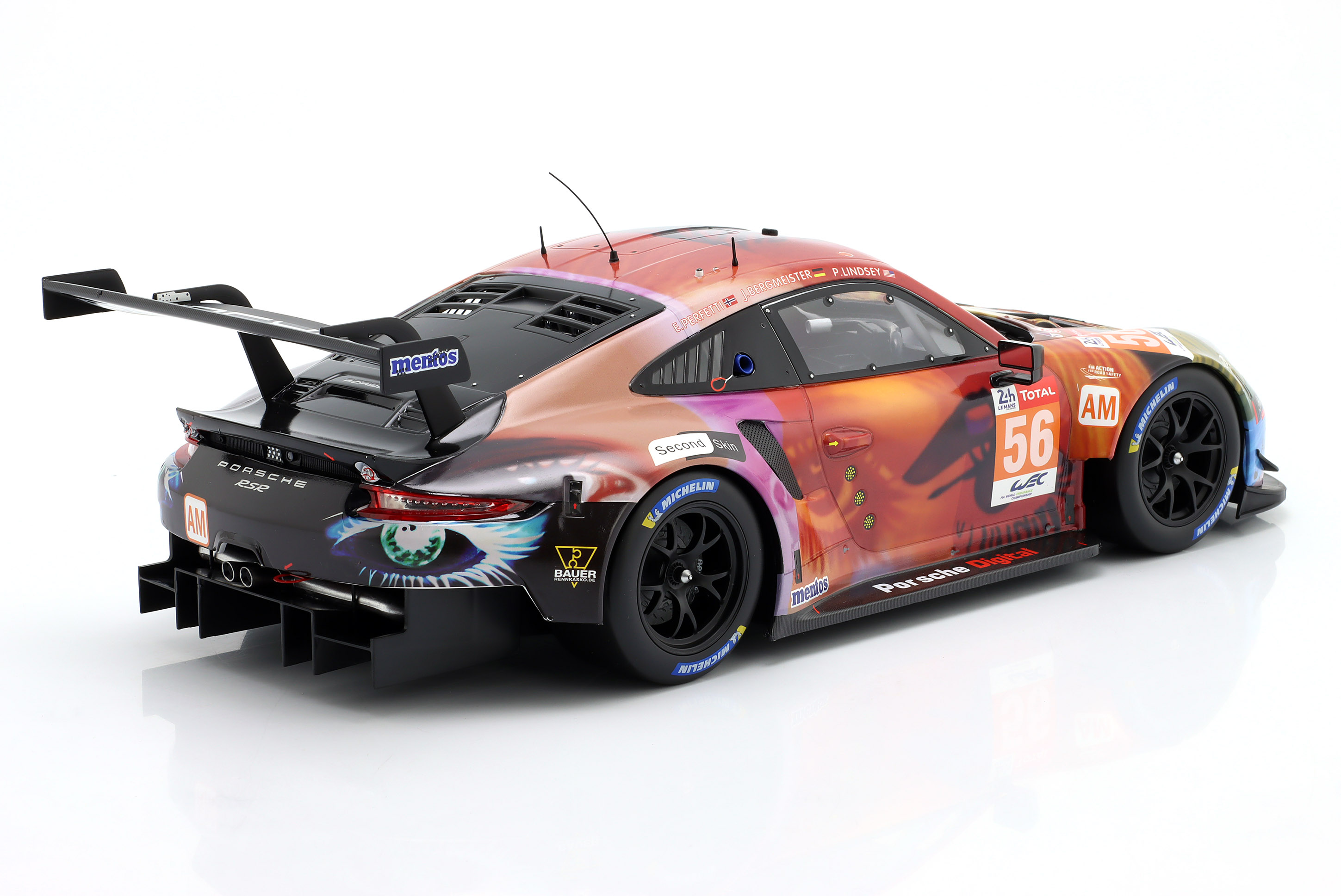 Porsche 911 RSR Team Project 1 #56 J.Bergmeister/P.Lindsey/E.Perfetti Winner LMGTE Am 24H Le Mans 2019 1:12 Ixo Models