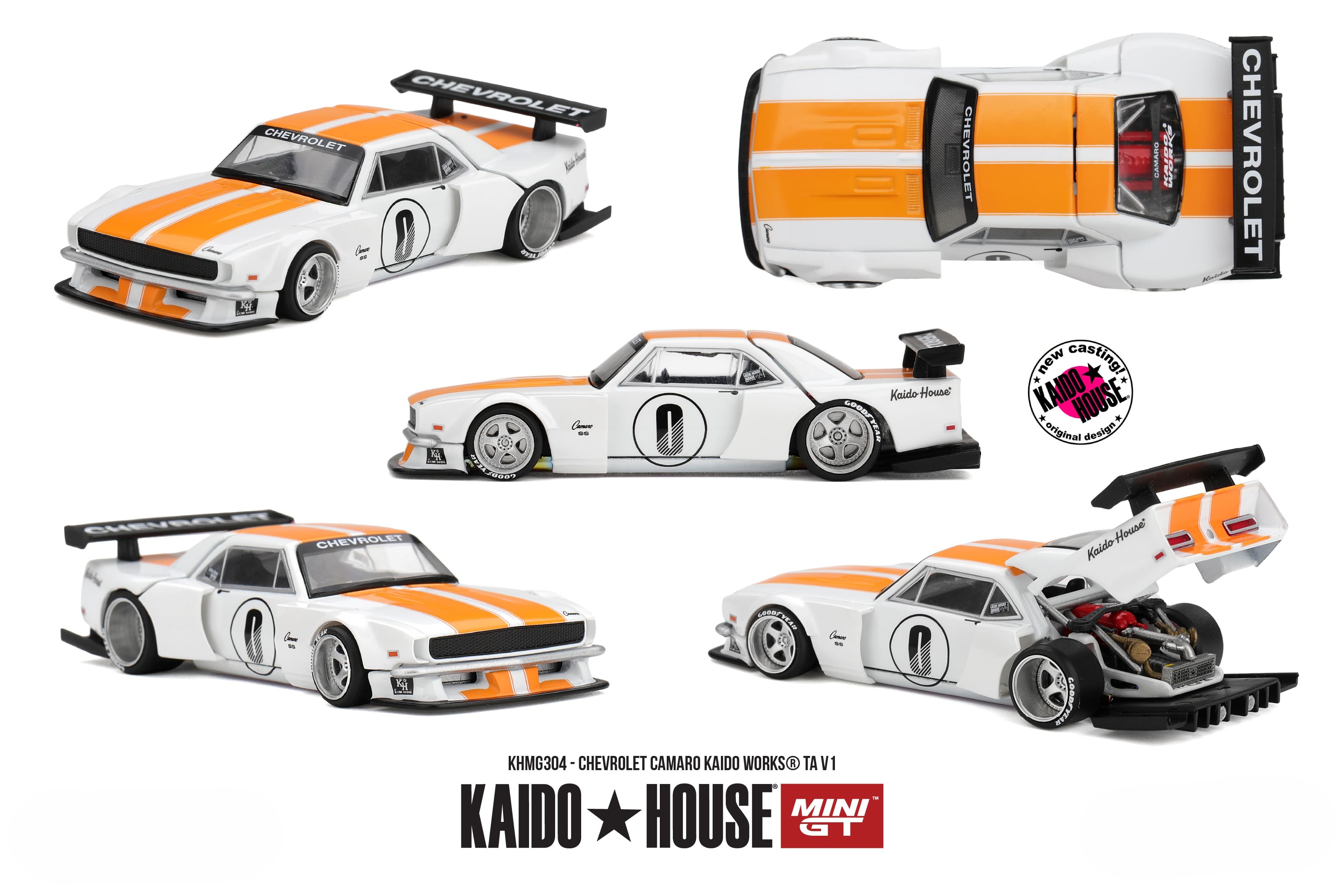 Chevrolet Camaro 1979 Kaido Works TA V1 white/orange 1:64 Mini GT