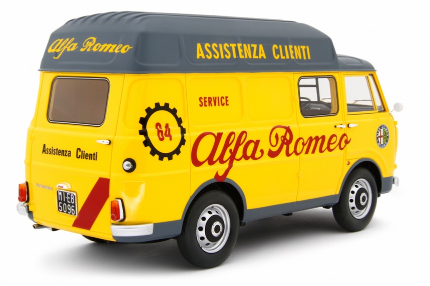 Alfa Romeo F12 High Roof Van Assistance *Assistenza Clienti* 1967 yellow 1:18 Laudoracing Model