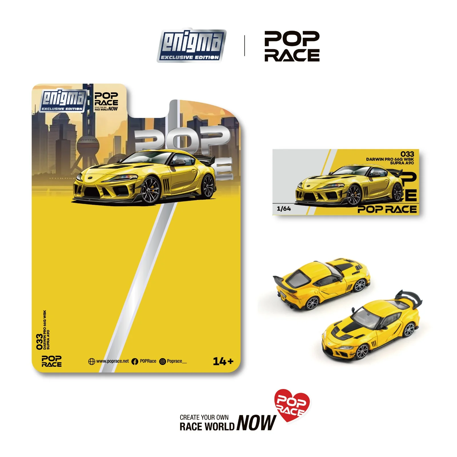 Toyota Darwin Pro 66G WBK Supra A90 nitro yellow 1:64 Pop Race Limited