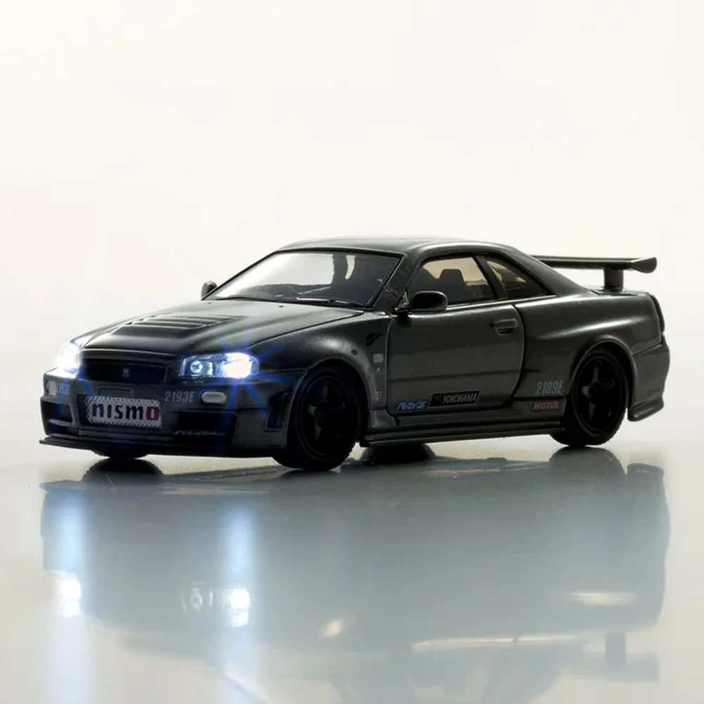 Nissan Skyline GT-R R34 Nismo Gray with led lightning 1:64 Kyosho