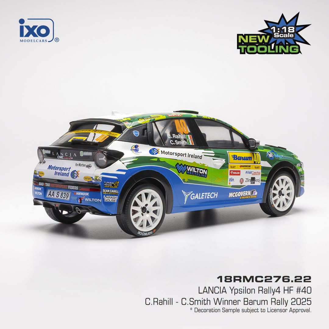 Lancia Ypsilon HF Rally4 #40 Rahill/Smith Winner Rally Barum Zlín 2025 1:18 Ixo Models